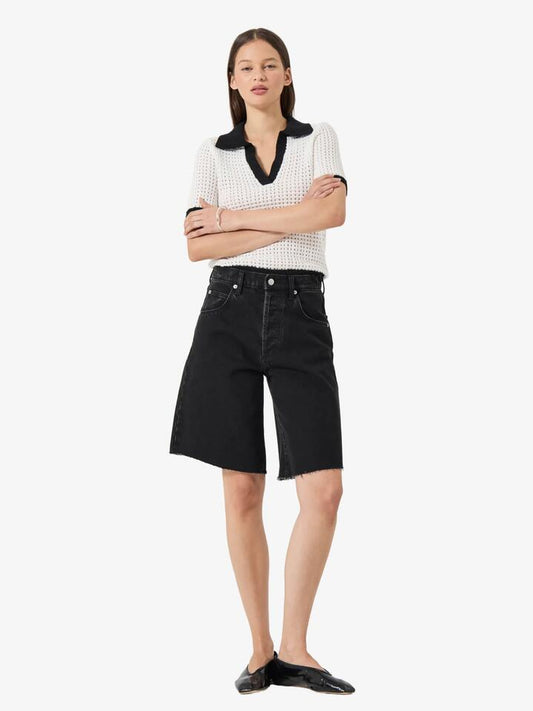 Image of a model wearing Shorts. Productname: Rollas Charlotte Shorts in Black Overdye colour by brand - Rollas