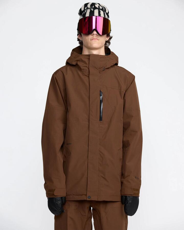 Image of Coats & Jackets. Product name - Volcom Mens L Gore-Tex Snow Jacket Brown in Brown colour by brand - Volcom