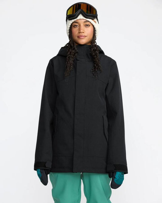 Image of a model wearing Outerwear. Productname: Volcom - Womens Stoney Shadow Insulated Jacket - Black - in Black colour by brand - Volcom