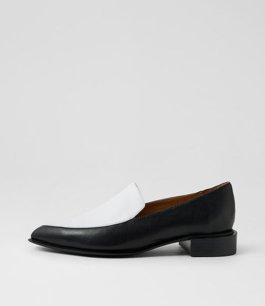 Image of Flats. Productname: Eatit Black White Leather Loafers in BLACK-WHITE colour by brand - MIDAS
