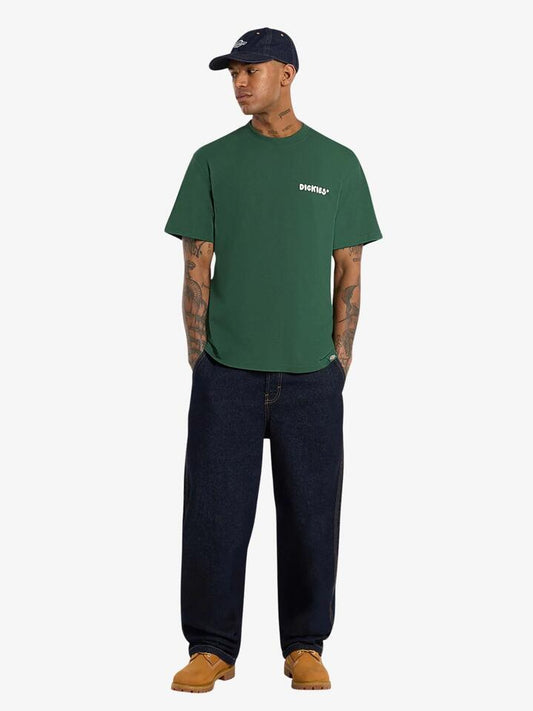 Image of a model wearing Tops. Productname: Dickies Philipsburg Tee in Pine Needle colour by brand - Dickies