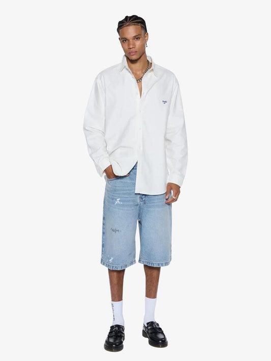 Image of a model wearing Shorts. Productname: Ksubi Maxx Short in Painter Blue colour by brand - Ksubi