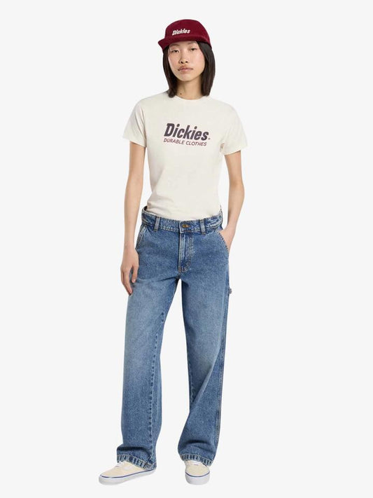 Image of a model wearing Tops. Productname: Dickies Williston Tee in Egret colour by brand - Dickies