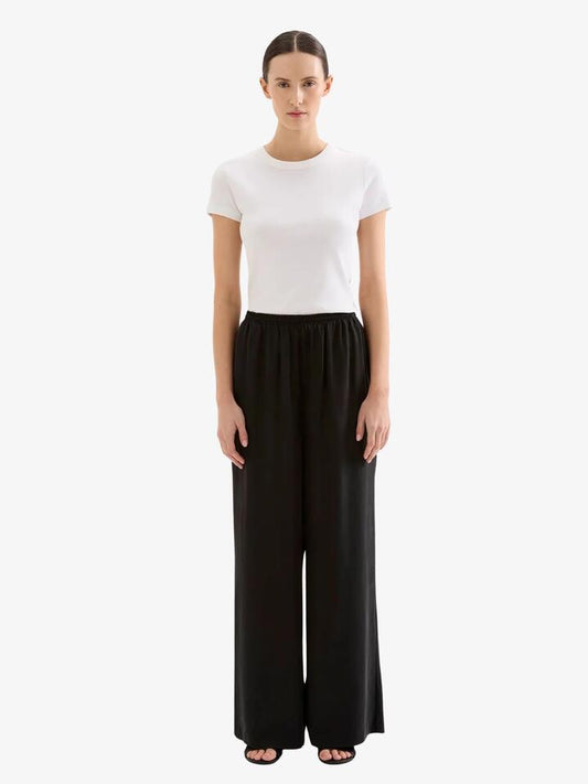 Image of a model wearing Pants. Productname: Nude Lucy Dara Cupro Pant in Black colour by brand - Nude Lucy