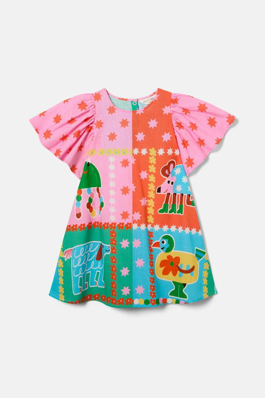 Image of Dresses. Product name - Buggy Grid Kids Frill Dress in Multi colour by brand - Gorman