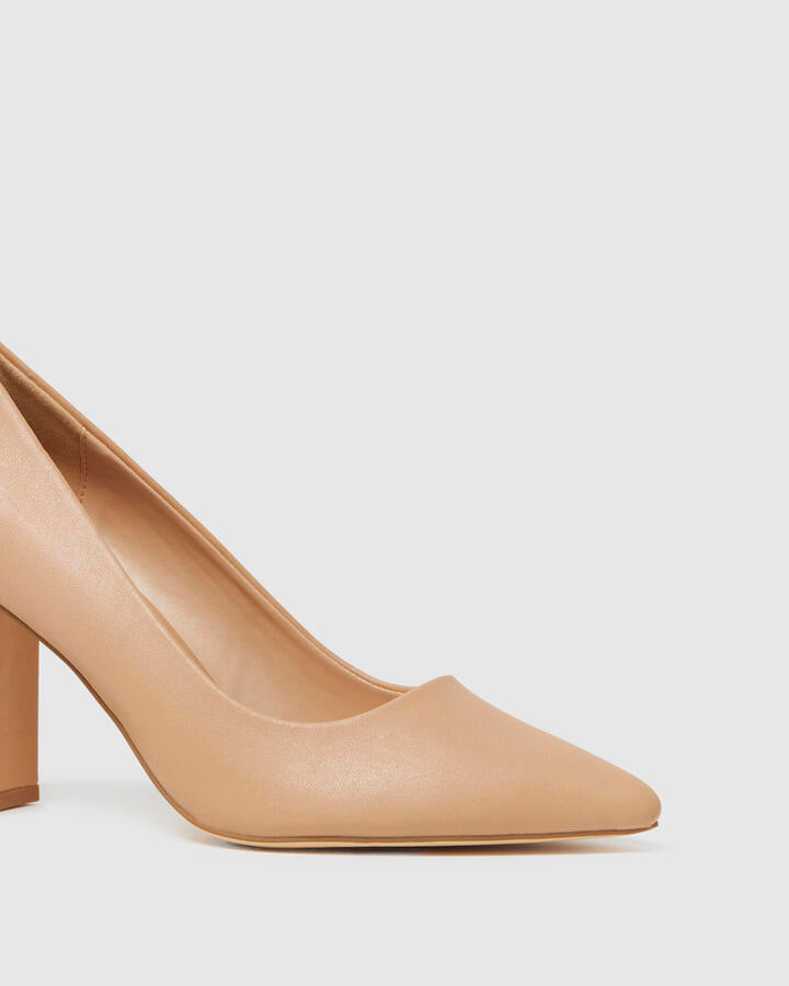 Image of Heels. Product name - Illegal Buff Vegan Heels in Beige colour by brand - Novo