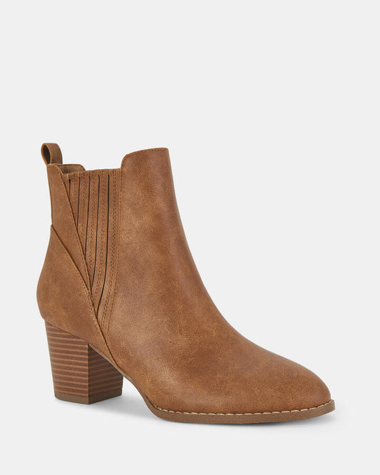 Image of Boots. Productname: Devan: Tan - Women's Boot Low-mid Heel in Tan colour by brand - Novo