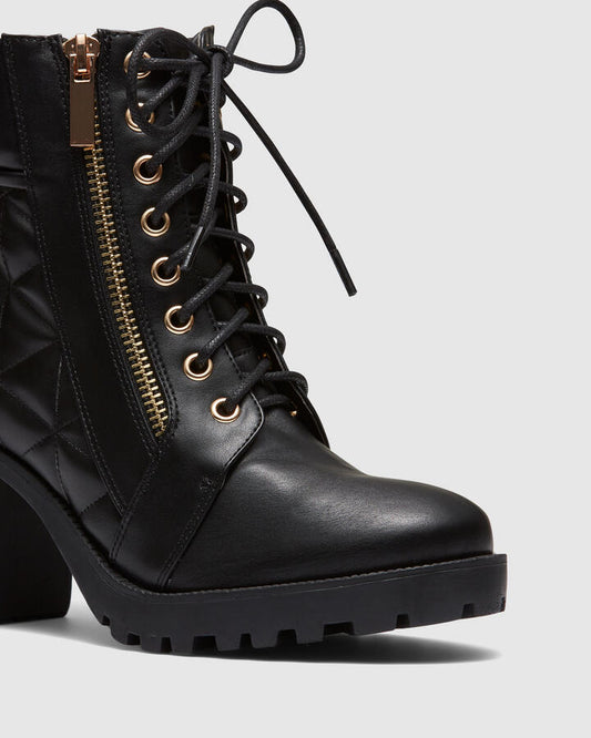 Image of Boots. Product name - Heloise Black Vegan Boots in Black colour by brand - Novo