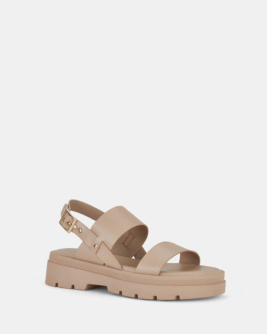 Image of Flats. Productname: Taffy: Sand - Women's Strappy - Flat in Beige colour by brand - Novo