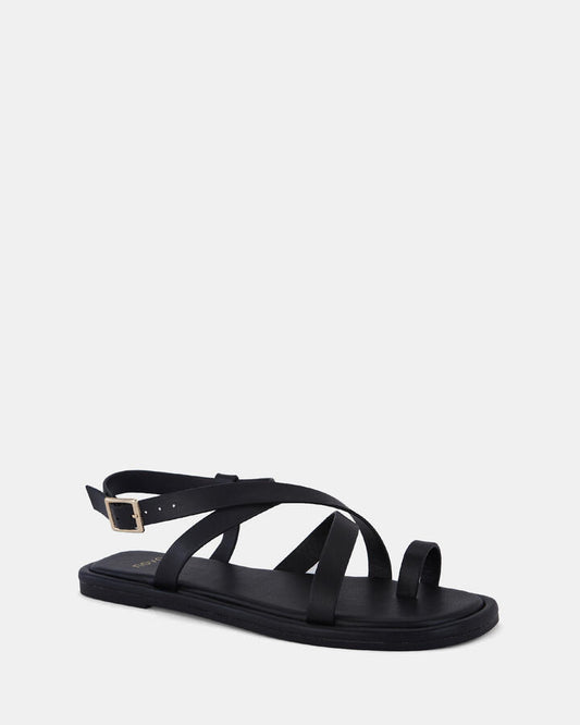 Image of Flats. Productname: Trastevere: Black - Women's Strappy - Flat in Black colour by brand - Novo