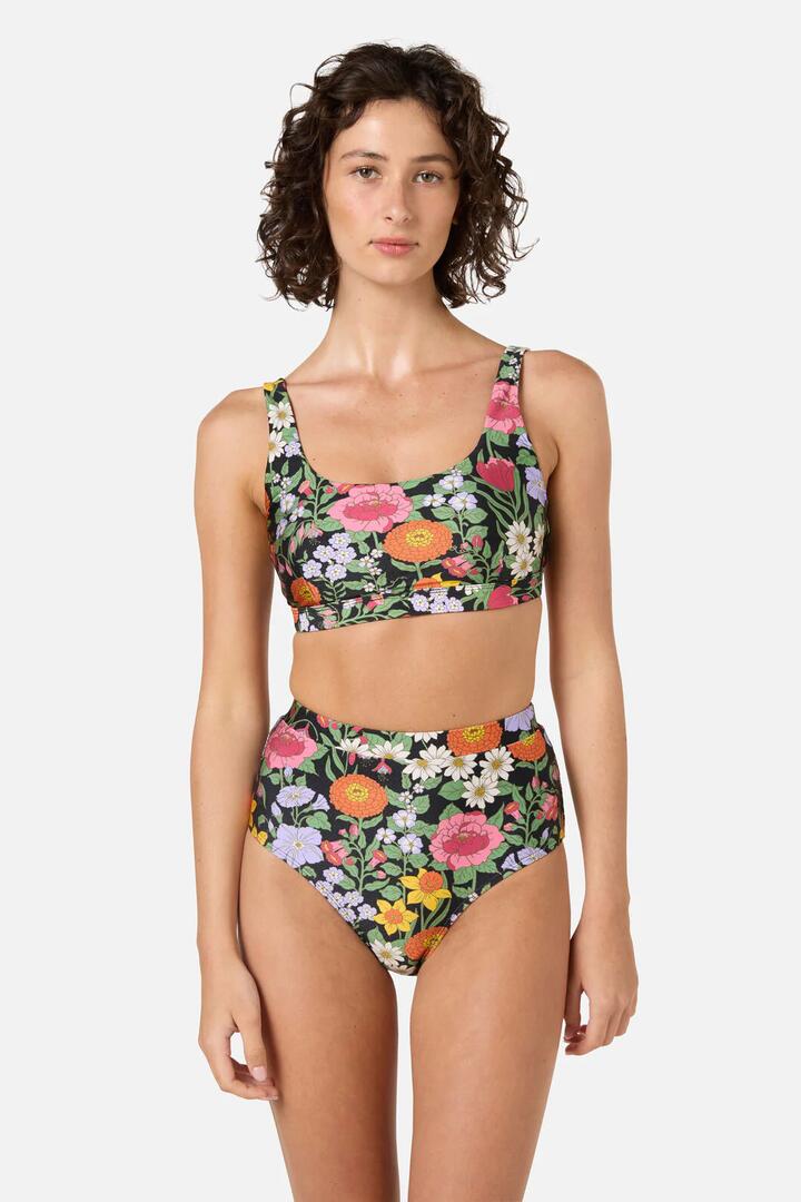 Image of Swimwear. Productname: Floral Field Bikini Top in Black colour by brand - Princess Highway
