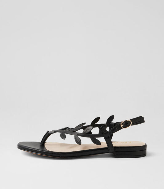 Image of Sandals. Productname: Kamari Black Leather Thongs in BLACK colour by brand - MIDAS