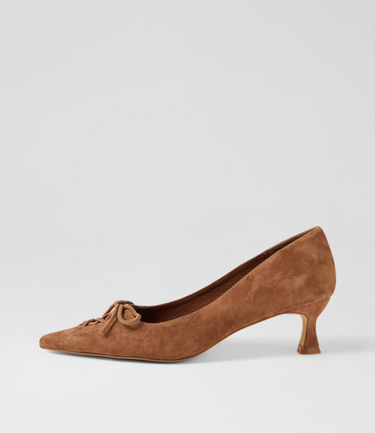 Image of Heels. Productname: Grapp Coffee Suede Pump Heels in COFFEE colour by brand - MOLLINI