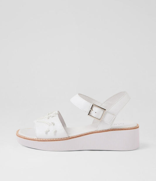 Image of Sandals. Productname: Taman White Leather Sandals in WHITE-WHITE SOLE colour by brand - MIDAS