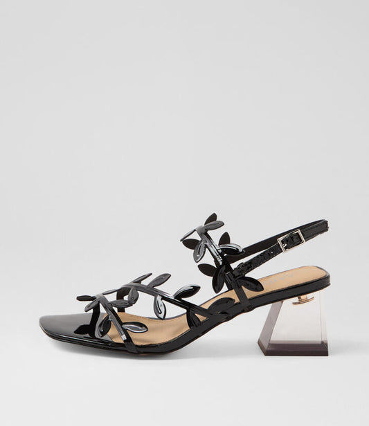Image of Sandals. Productname: Minni Black Patent Leather Sandals in BLACK colour by brand - MIDAS