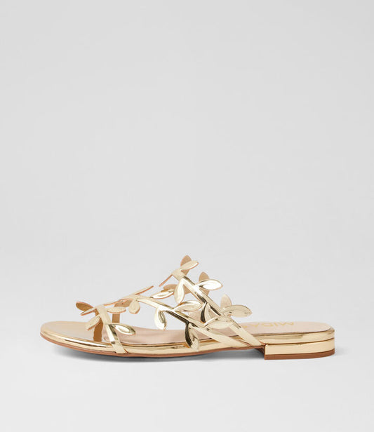 Image of Slippers. Productname: Kali Pale Gold Shine Slides in PALE GOLD SHINE colour by brand - MIDAS