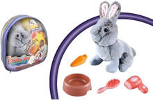 Image of Dolls. Product name - Plush Bunny Backpack with Accessories Grey in colour by brand - Toymate