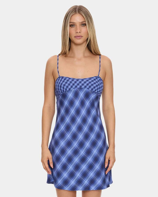 Image of Dresses. Productname: thrills - Womens High Speed Check Mini Dress - Guardian Navy - in Guardian Navy colour by brand - thrills