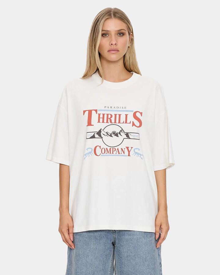 Image of T-Shirts. Product name - Thrills Womens Touch The Sky Oversized T-Shirt Dirty White in Dirty White colour by brand - Thrills