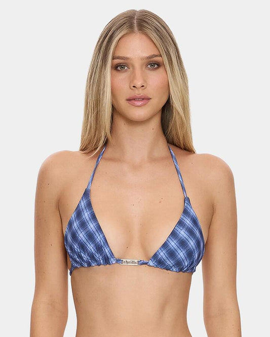 Image of Swimwear. Productname: thrills - Womens High Speed Check String Bikini Top - Guardian Navy - in Guardian Navy colour by brand - thrills
