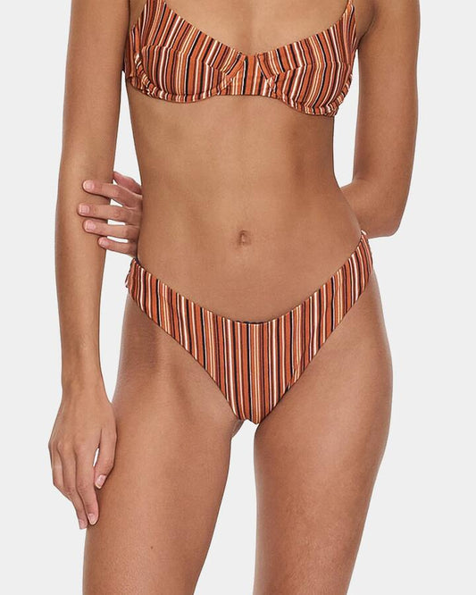 Image of Swimwear. Productname: thrills - Womens Aftersun Stripe Classic Bikini Bottom - Burnt Orange - in Burnt Orange colour by brand - thrills