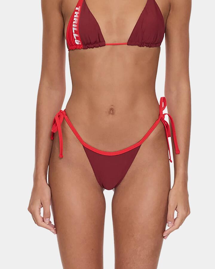 Image of Swimwear. Product name - Thrills Womens Flash Back String Bikini Bottom Garnet Red in Garnet Red colour by brand - Thrills