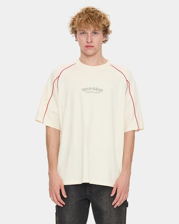 Image of T-Shirts. Product name - Worship Mens Frequency 2 Panel Oversized Raglan T-Shirt Zine in Zine colour by brand - Worship