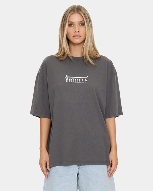 Image of T-Shirts. Product name - Thrills Womens Seek And Destroy Oversized T-Shirt Merch Black in Merch Black colour by brand - Thrills