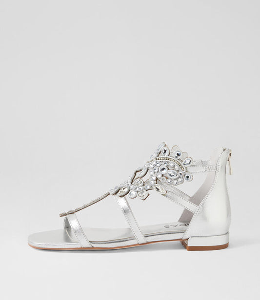 Image of Sandals. Productname: Madhu Silver Leather Sandals in SILVER colour by brand - MIDAS
