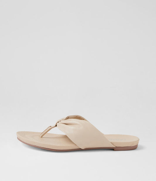 Image of Sandals. Productname: Jett Vanilla Leather Thongs in VANILLA colour by brand - MIDAS