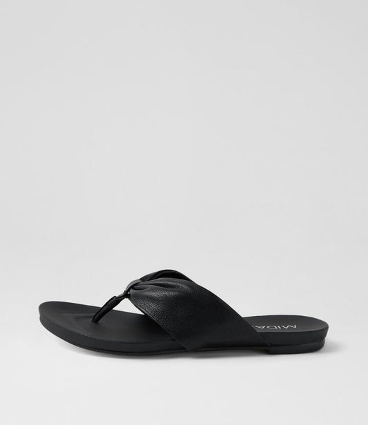 Image of Sandals. Productname: Jett Black Leather Thongs in BLACK colour by brand - MIDAS