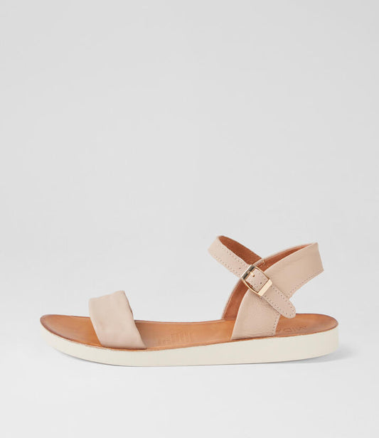 Image of Sandals. Productname: Nurish Stone White Leather Sandals in STONE-WHITE SOLE colour by brand - MIDAS