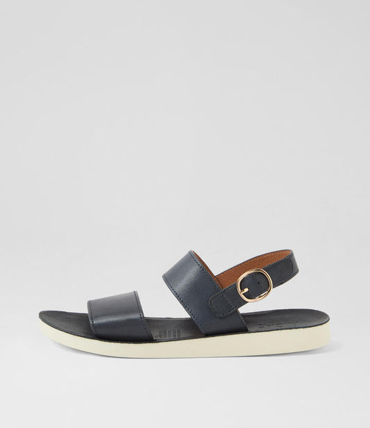 Image of Sandals. Productname: Nieda Navy White Leather Sandals in NAVY-WHITE SOLE colour by brand - MIDAS