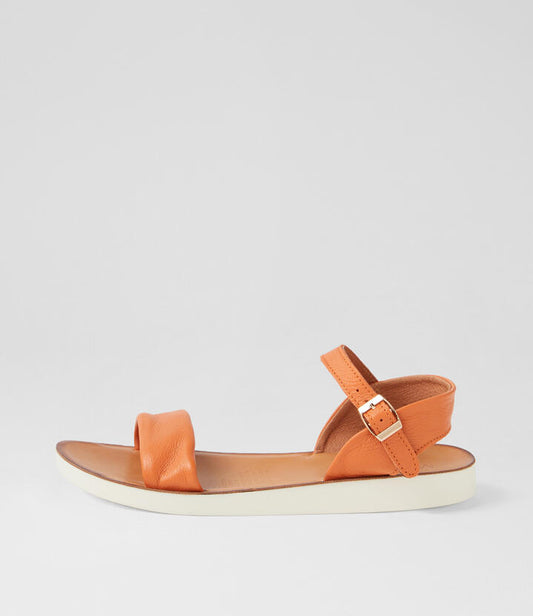 Image of Sandals. Productname: Nurish Orange White Leather Sandals in ORANGE-WHITE SOLE colour by brand - MIDAS
