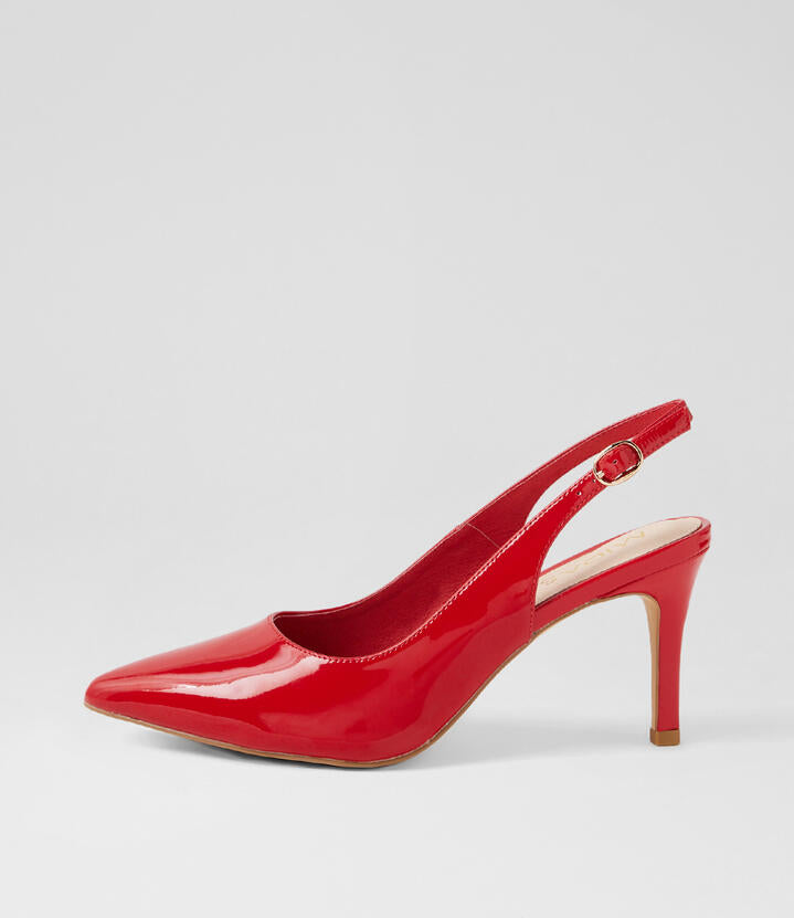 Image of Heels. Productname: Beylia Red Patent Leather Heels in Red colour by brand - MIDAS