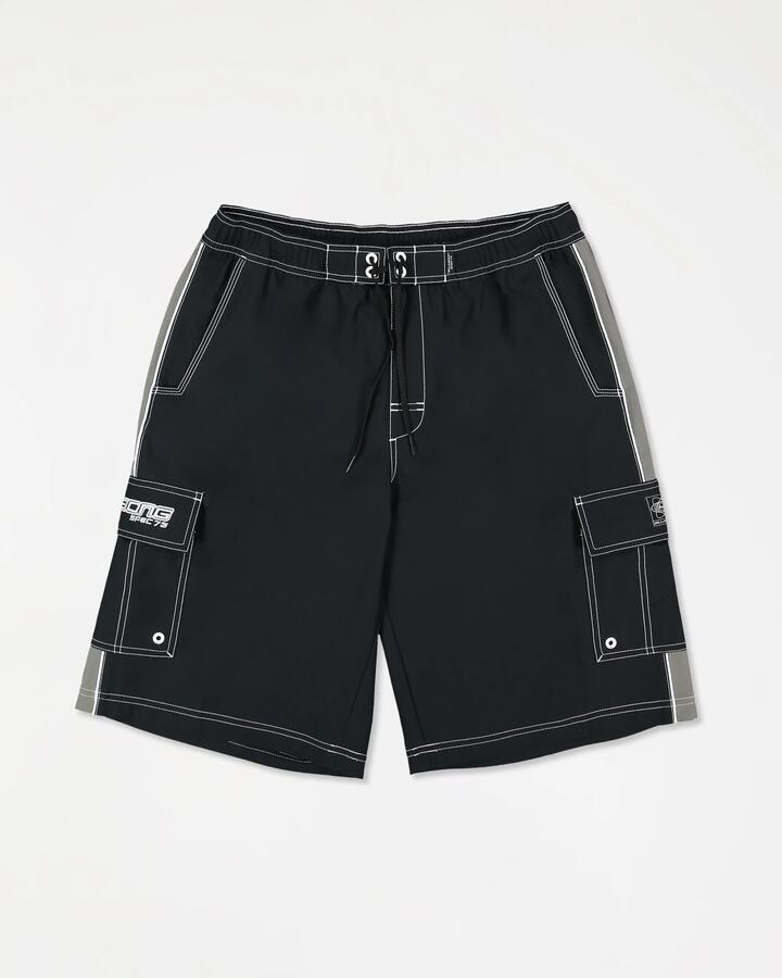 Image of a model wearing Shorts. Product name - Billabong Mens Throw On 3.0 Volley Shorts Black in Black colour by brand - Billabong