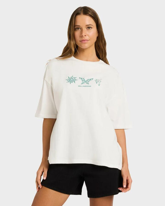 Image of T-Shirts. Product name - Billabong Womens Triple Threat T-Shirt Salt Crystal in Salt Crystal colour by brand - Billabong