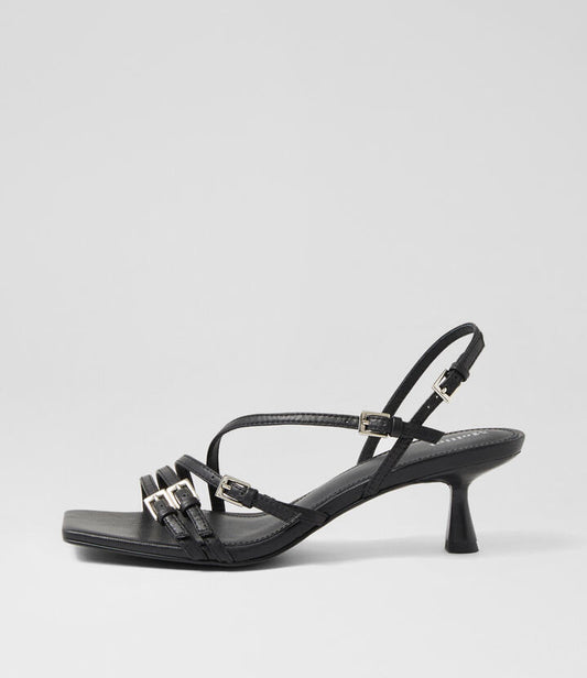 Image of Sandals. Productname: Tandom Black Leather Sandals in BLACK colour by brand - MOLLINI