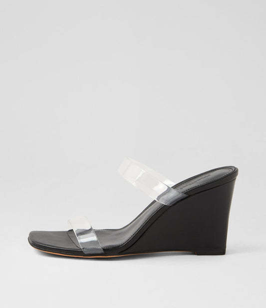 Image of Sandals. Productname: Antoneo Clear Black Vinylite Leather Sandals in CLEAR-BLACK colour by brand - MOLLINI