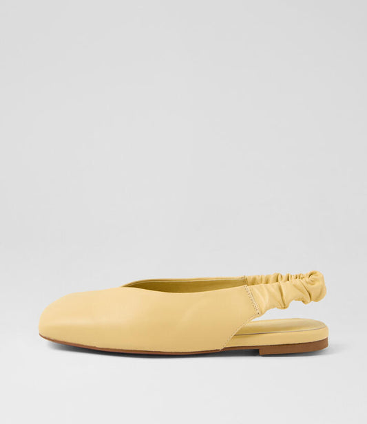 Image of Shoes. Productname: Breetny Lemon Leather Flat Shoes in Lemon colour by brand - MOLLINI