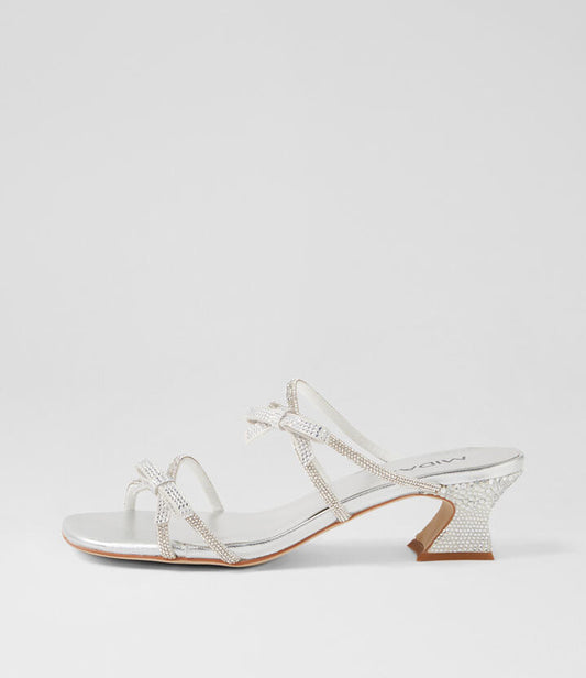Image of Sandals. Productname: Valencia Silver Jewels Fabric Sandals in SILVER colour by brand - MIDAS