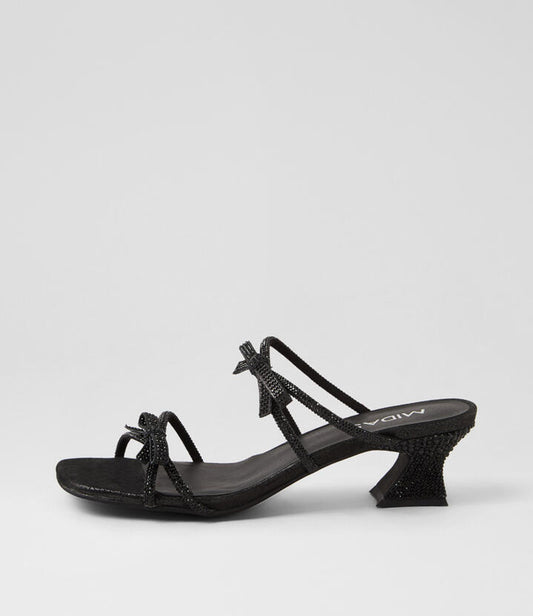 Image of Sandals. Productname: Valencia Black Jewels Fabric Sandals in BLACK colour by brand - MIDAS