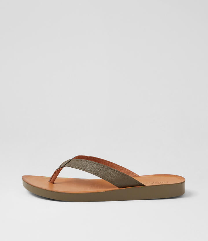 Image of Sandals. Productname: Nashi Olive Leather Sandals in OLIVE-OLIVE SOLE colour by brand - MIDAS