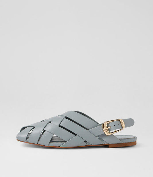 Image of Sandals. Productname: Brassy Steel Leather Sandals in STEEL colour by brand - MOLLINI