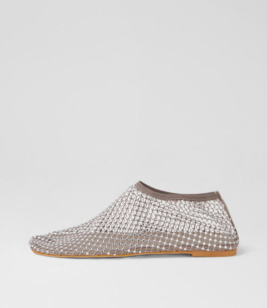 Image of Footwear. Productname: Reaffirm Grey Jewel Mesh Flat Shoes in GREY-JEWEL colour by brand - MOLLINI