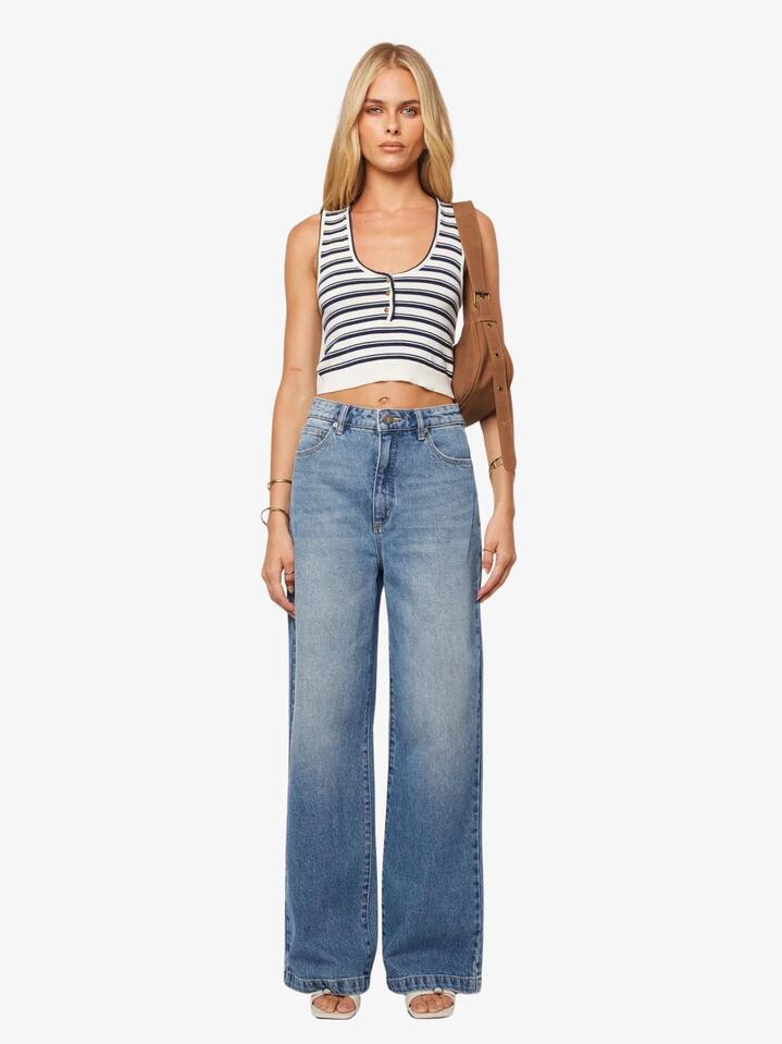 Image of a model wearing Denim. Productname: Abrand 94 High & Wide Jeans in Paloma colour by brand - Abrand