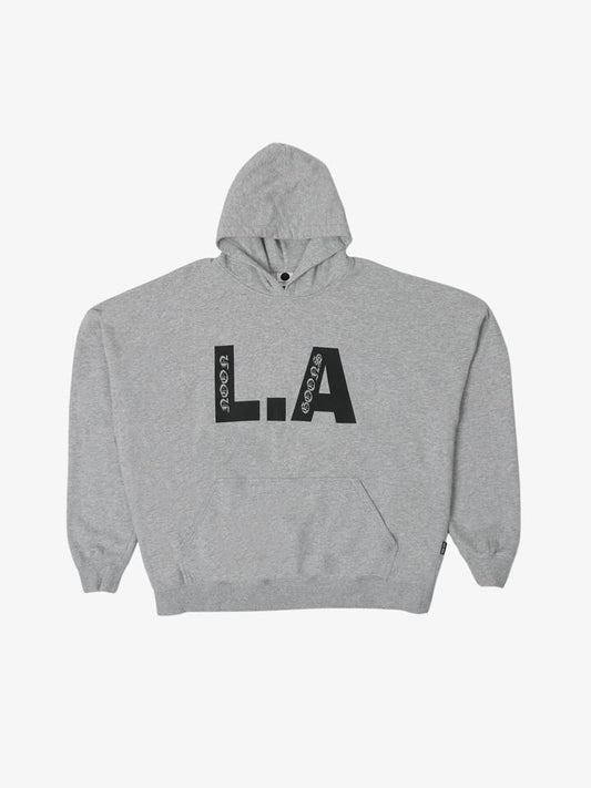 Image of a model wearing Outerwear. Productname: Noon Goons L.A Hoodie in Heather Grey colour by brand - Noon Goons