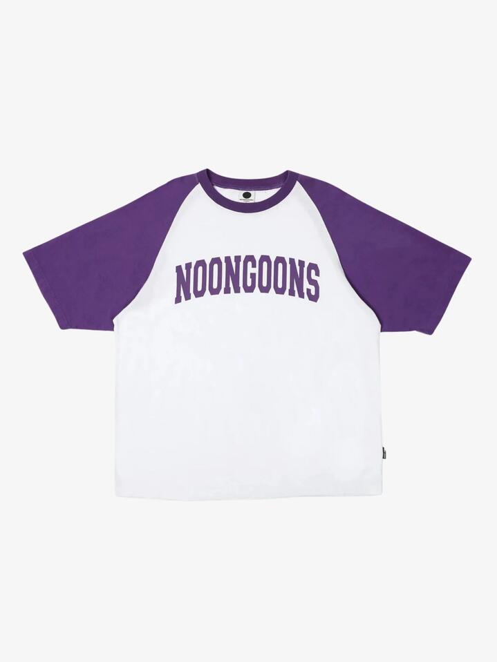 Image of T-Shirts. Productname: Noon Goons Gametime Raglan T-Shirt in White/Purple colour by brand - Noon Goons