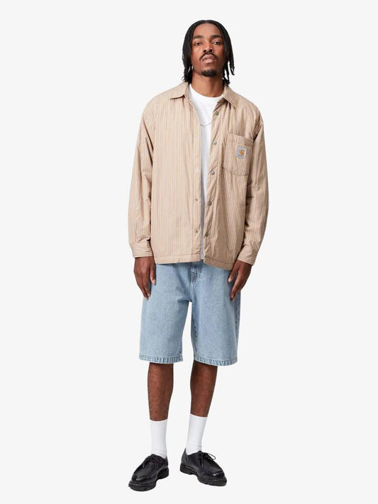 Image of a model wearing Shorts. Productname: Carhartt Wip Landon Shorts in Blue Bleached colour by brand - Carhartt Wip