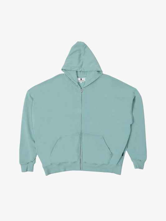 Image of a model wearing Outerwear. Productname: Noon Goons Pacific Zip Hoodie in Aqua colour by brand - Noon Goons